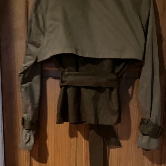 Good American Olive Double-Breasted Cropped Trench Coat - Picture 5 of 7